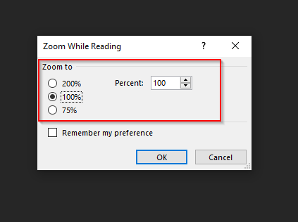 choose zoom perc