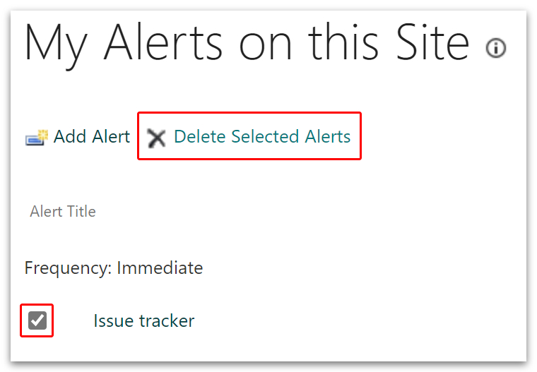 Delete selected alerts.