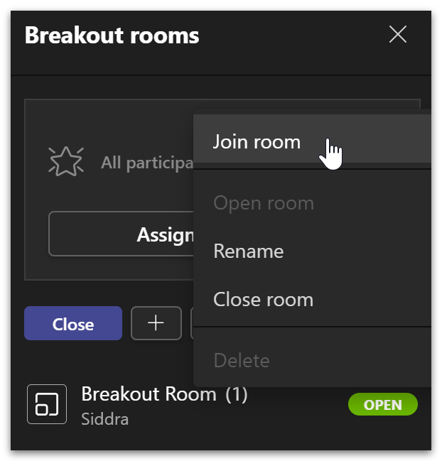 Join breakout room.