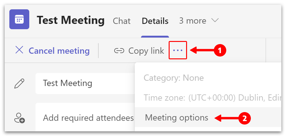 Three dots > Meeting options.