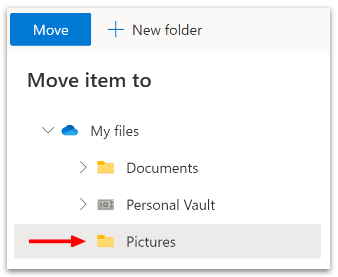 Select folder and move.