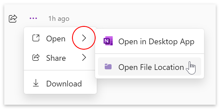 Hover over Open arrow > Open File Location.