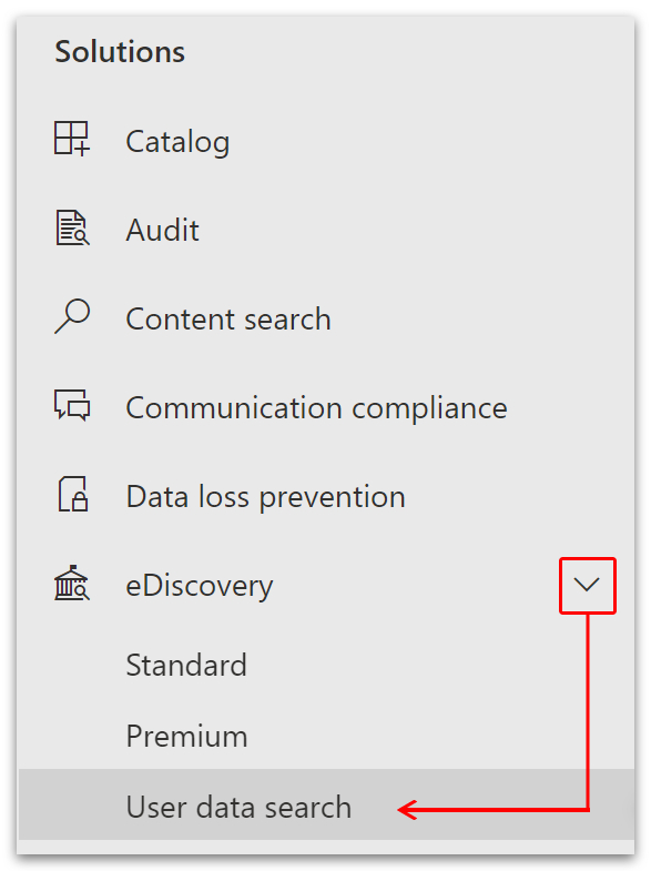 eDiscovery > User data search