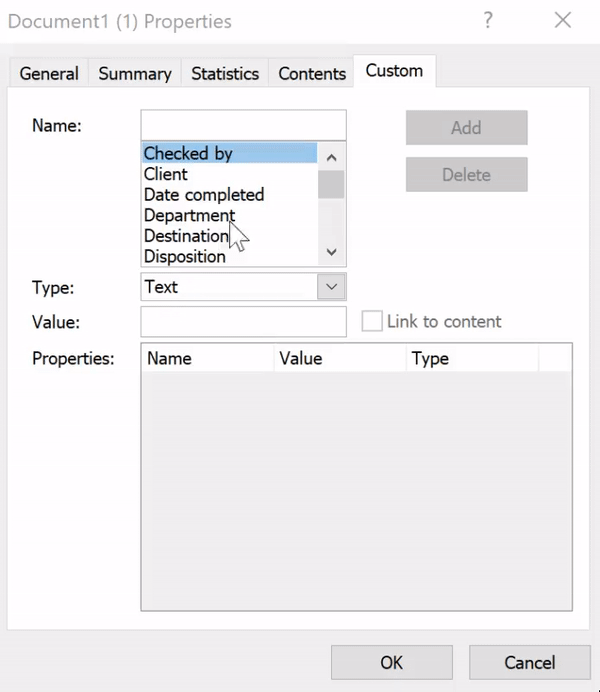 How to customize metadata in Microsoft Word