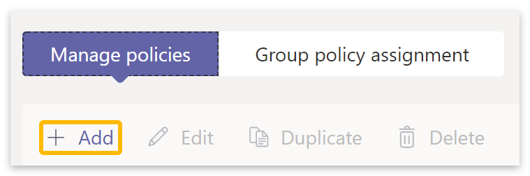 Manage policies > Add.