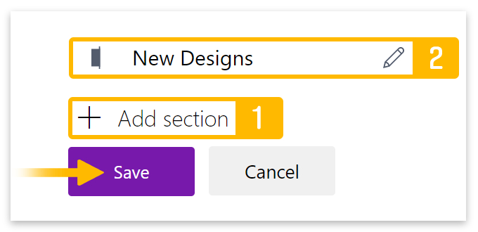 Add section > Add name > Save.