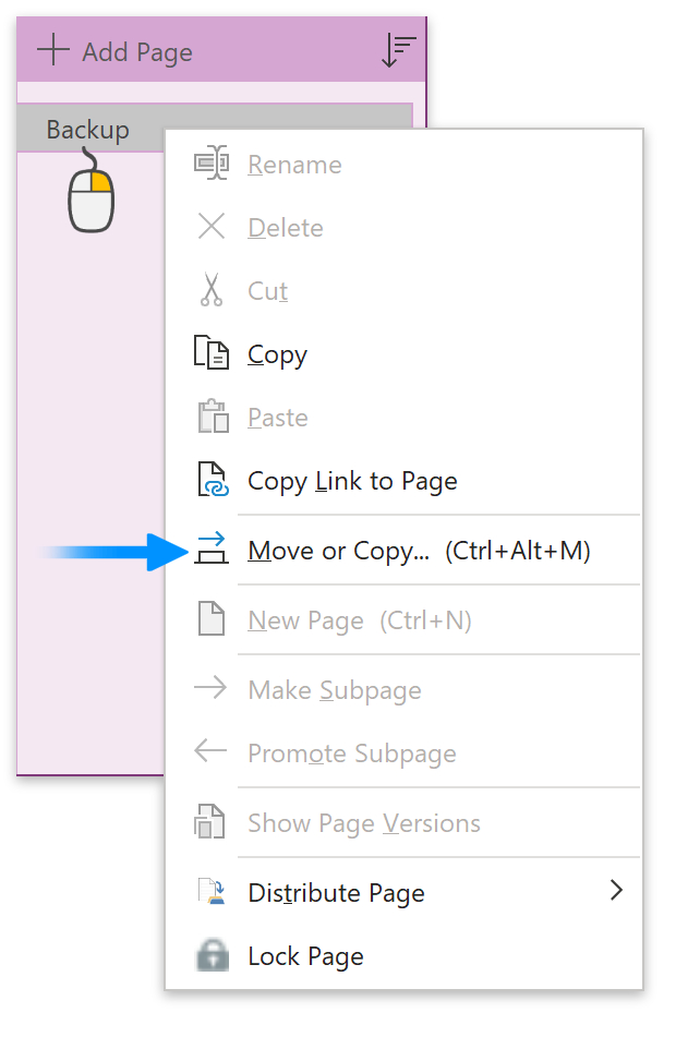 Right-click the page > Move or Copy.