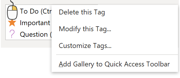 Right-click a tag in the list > Customize.