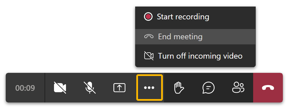 Click the three dots > End meeting.