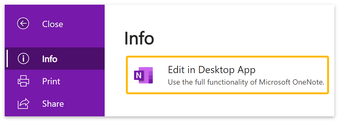 File > Info > Edit in Desktop App.