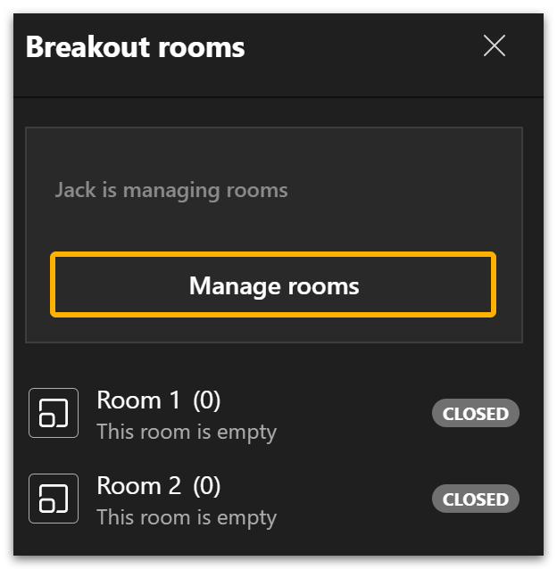 Go to Rooms > Manage rooms.