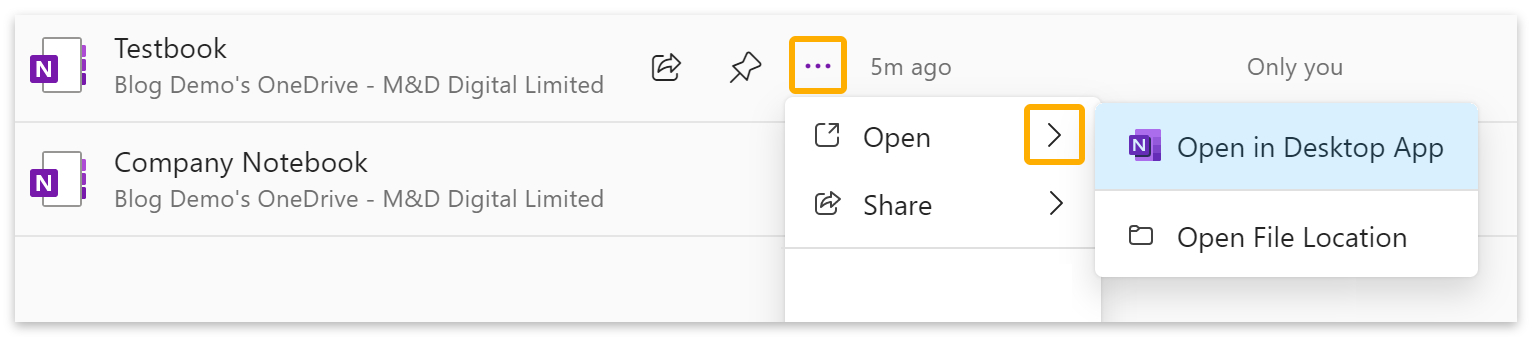 Three dots > Open > Open in Desktop App.