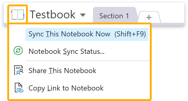 Right-click the book icon > Sync This Notebook Now.
