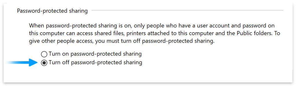 Password-protected sharing OFF.