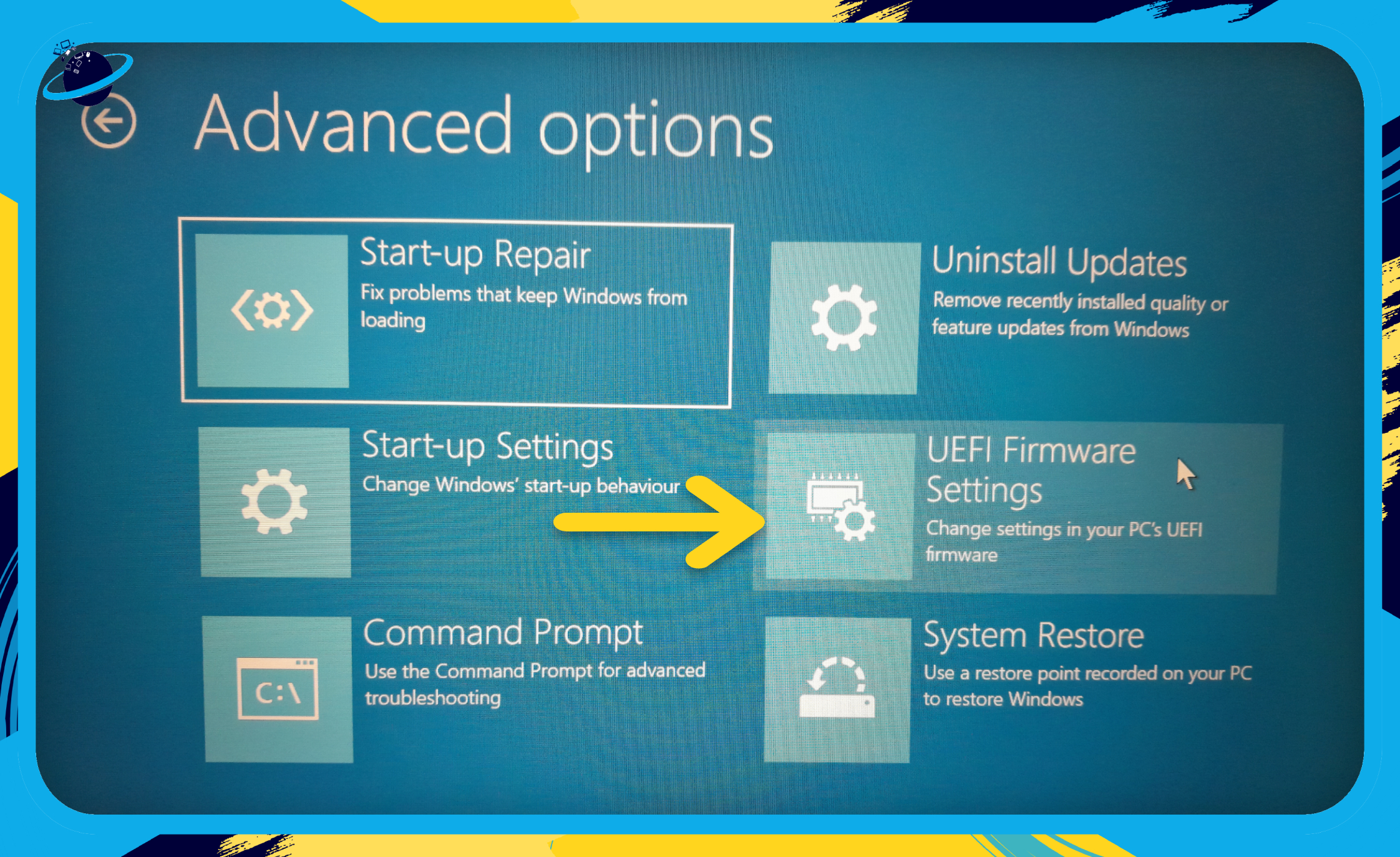 Go to "UEFI Firmware settings."