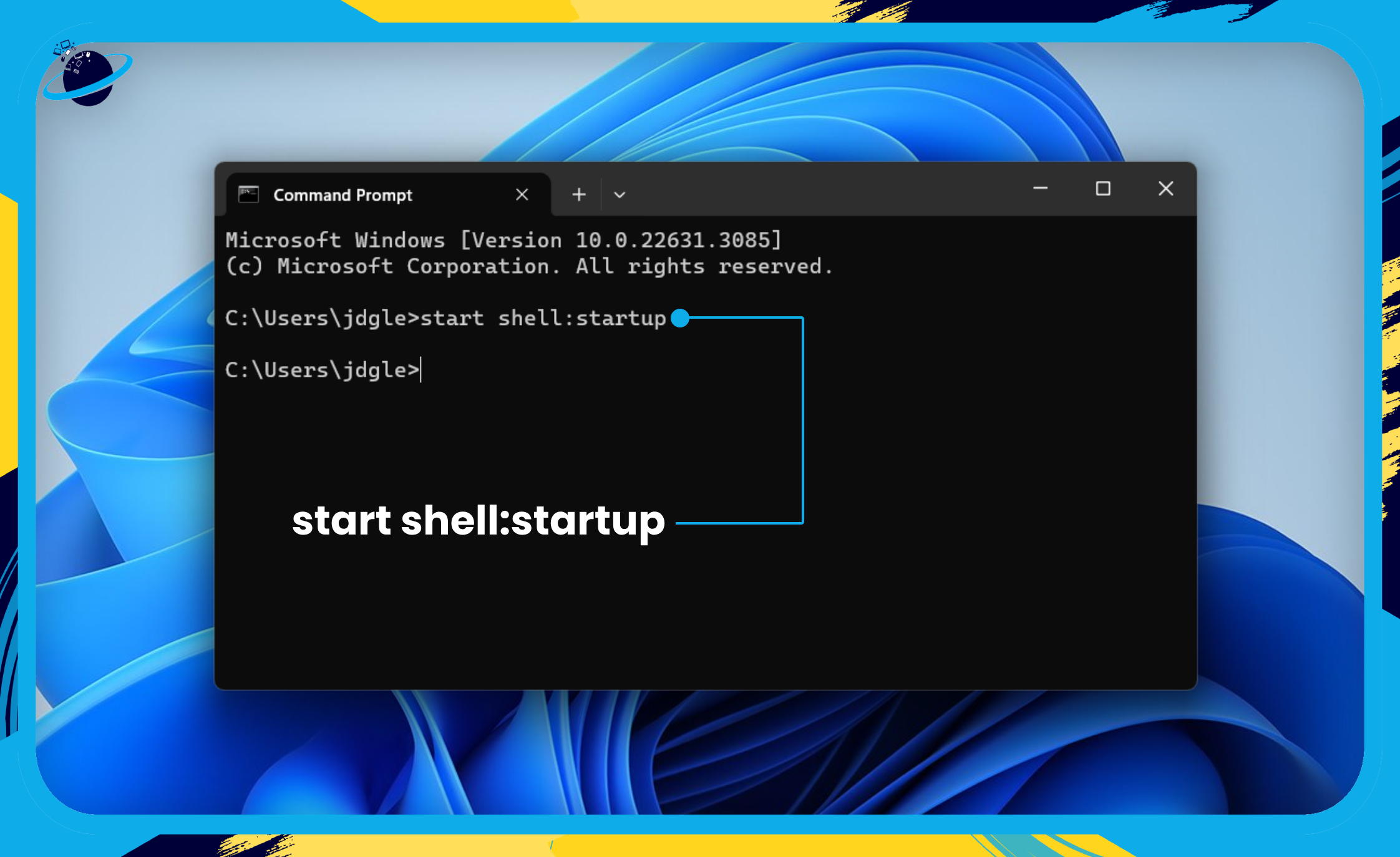 In Command Prompt, type "start shell:startup" then hit Enter.